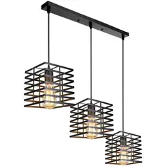 HOME NEAT - Lámpara colgante de techo 3 Luces industrial Hierro E27 - Negro