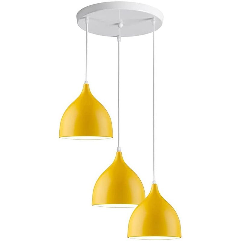 HOME NEAT - Lámpara colgante Moderna luz de techo 3 cabezas amarillo ø17cm