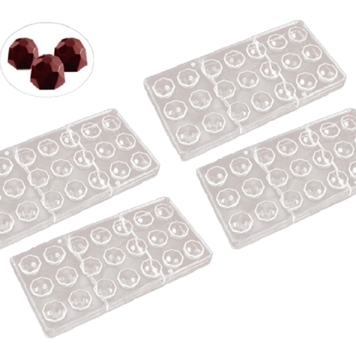 GENERICO - Pack x4 Moldes Chocolate Moldes De Chocolate Policarbonato Diamante