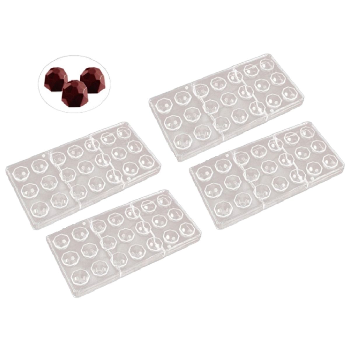 GENERICO - Pack x4 Moldes Chocolate Moldes De Chocolate Policarbonato Diamante