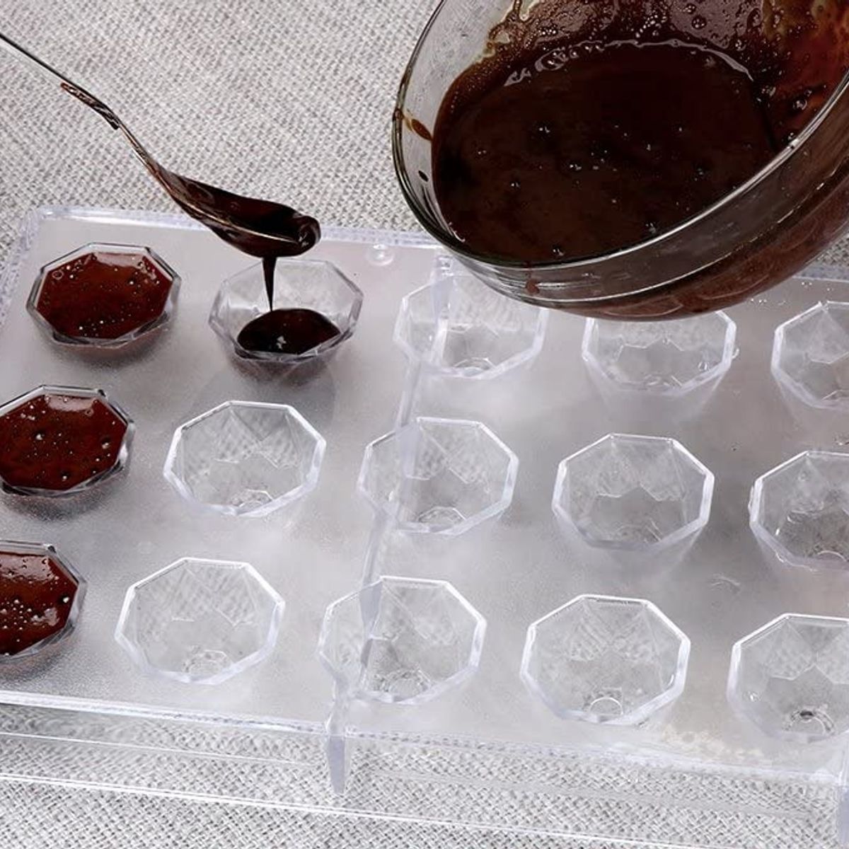 GENERICO - Pack x4 Moldes Chocolate Moldes De Chocolate Policarbonato Diamante