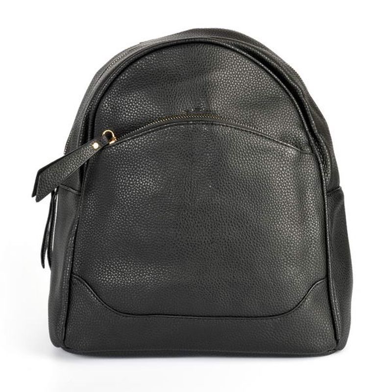 MAILEA - Mochila ecocuero cierre redondo para mujer negro