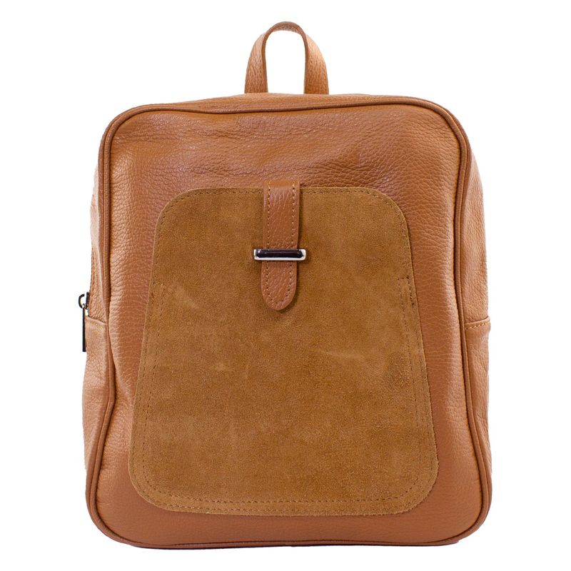 MAILEA - Mochila cuero bolsillo reno para mujer tostado