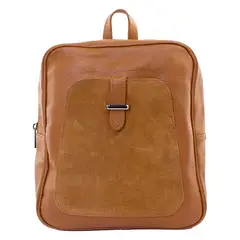MAILEA - Mochila cuero bolsillo reno para mujer tostado