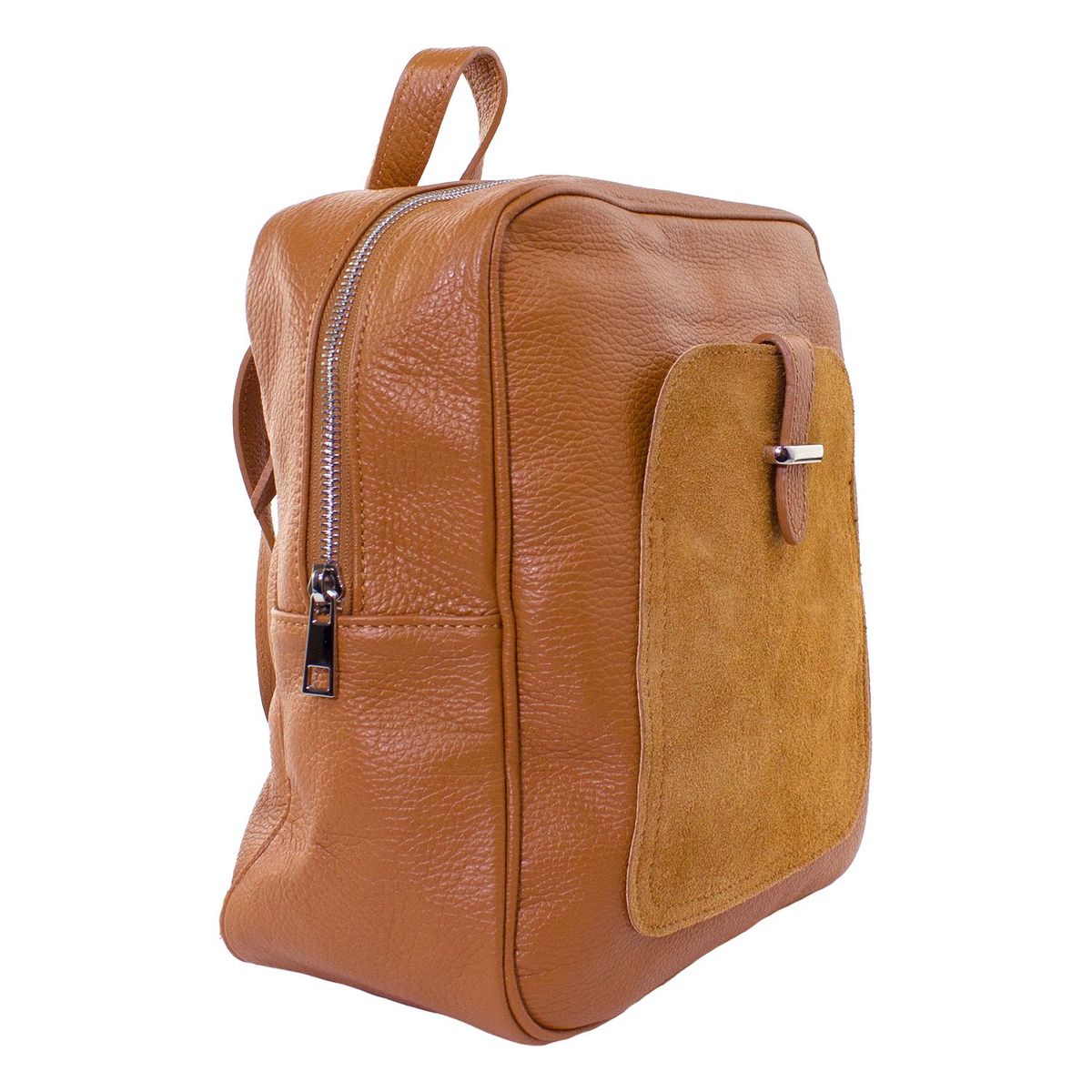 MAILEA - Mochila cuero bolsillo reno para mujer tostado