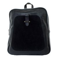 Mochila cuero bolsillo reno para mujer negro