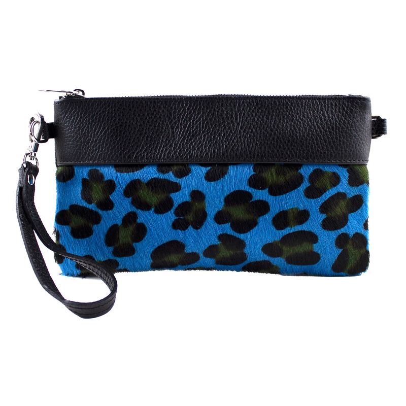 MAILEA - Bandolera cuero cavallino para mujer celeste