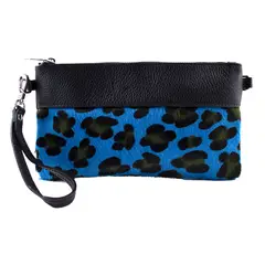 MAILEA - Bandolera cuero cavallino para mujer celeste