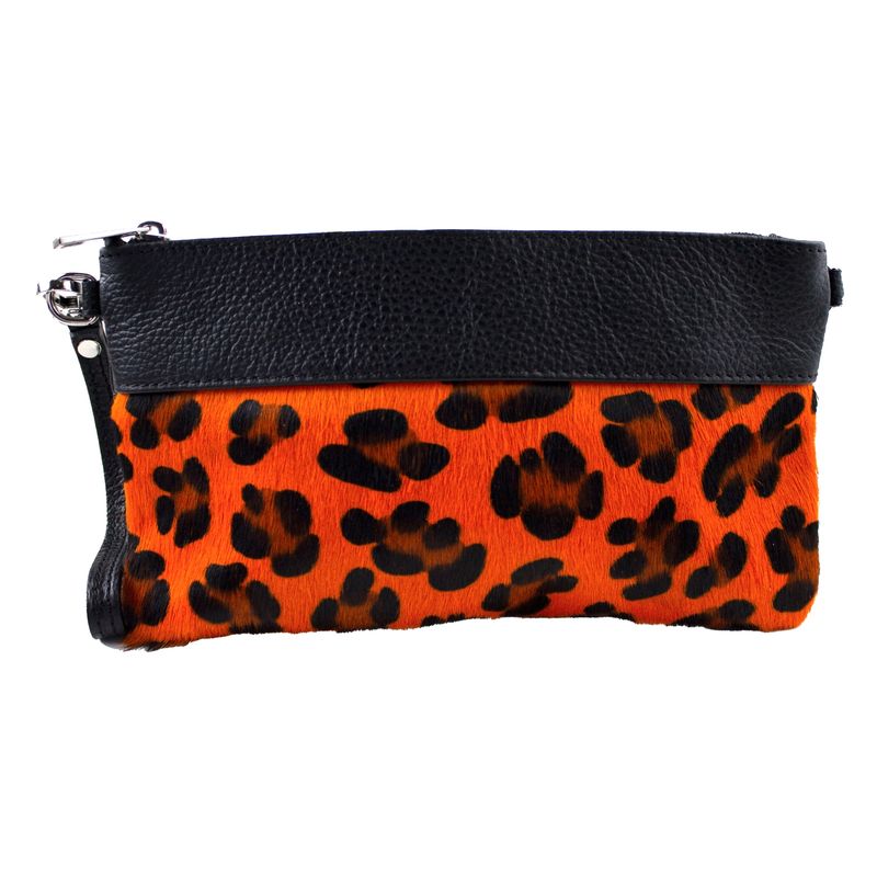 MAILEA - Bandolera cuero cavallino para mujer naranjo