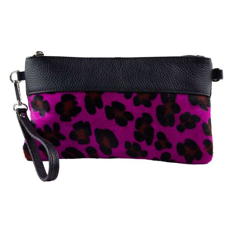 MAILEA - Bandolera cuero cavallino para mujer fucsia