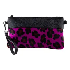 MAILEA - Bandolera cuero cavallino para mujer fucsia