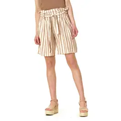 BOUS - Short Lino Rayado Beige