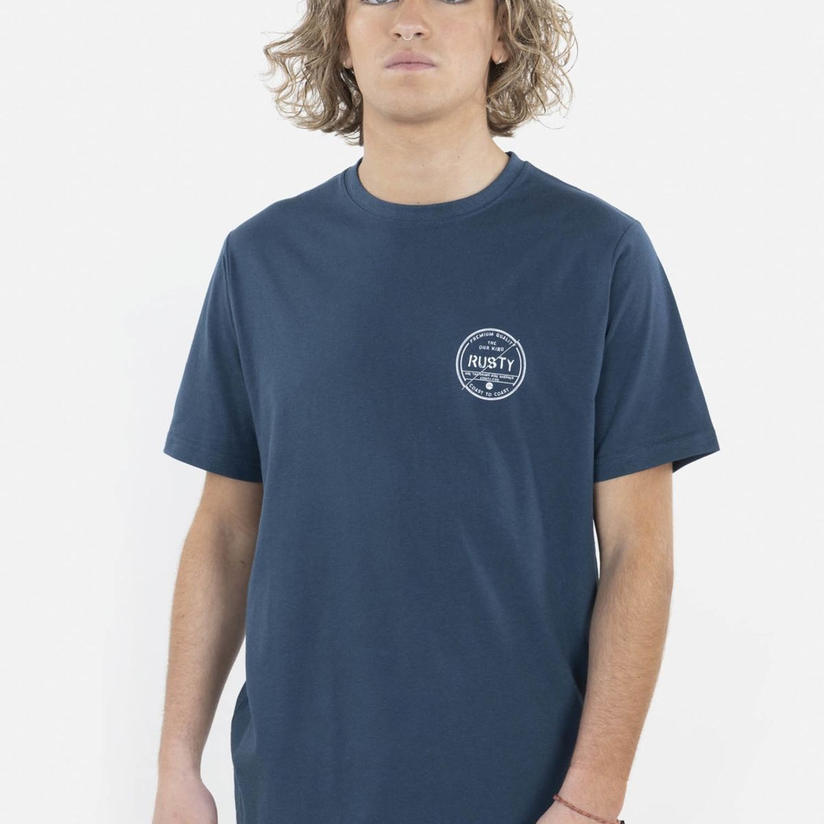 RUSTY - Polera Brake signal SS tee Hombre Azul Rusty