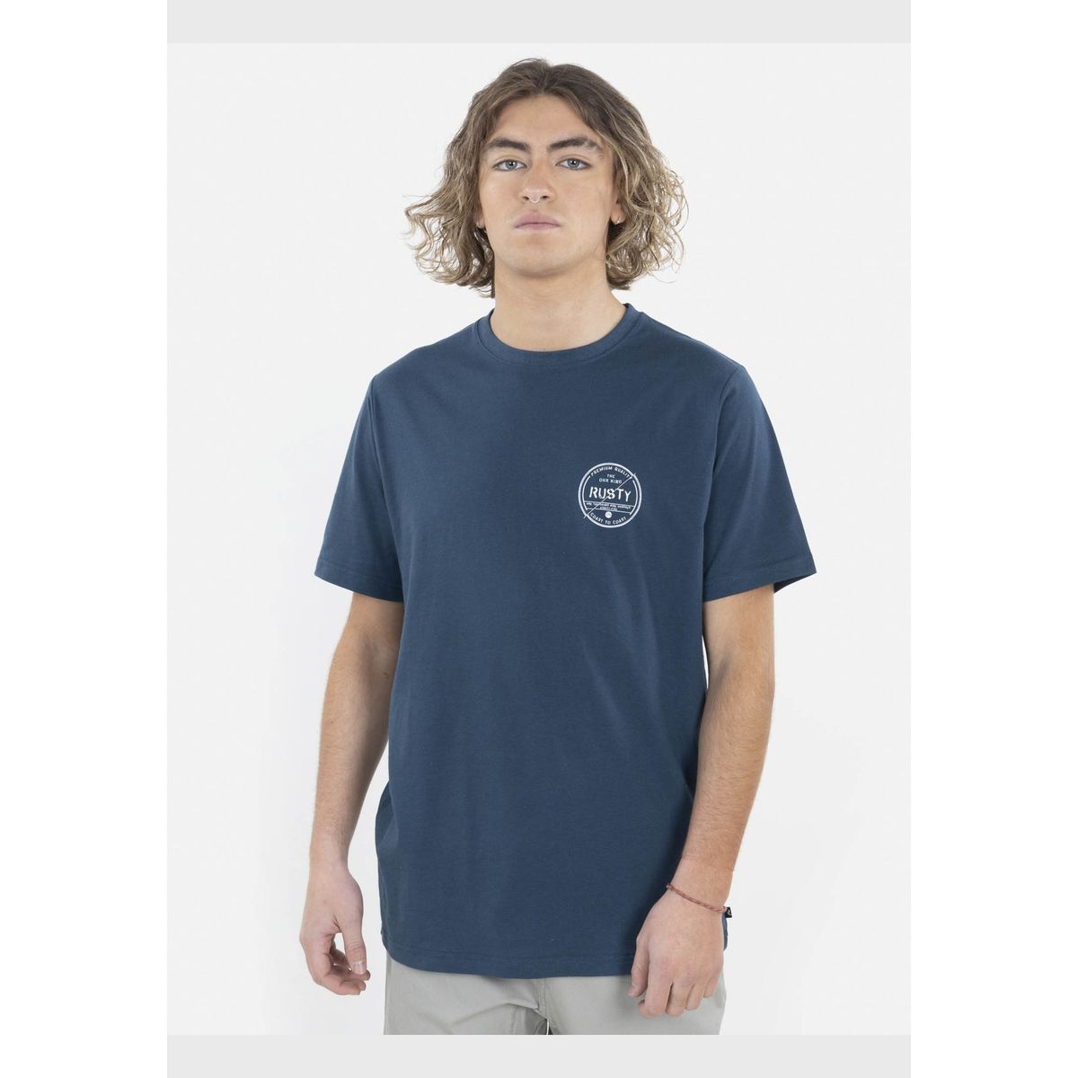 RUSTY - Polera Brake signal SS tee Hombre Azul Rusty
