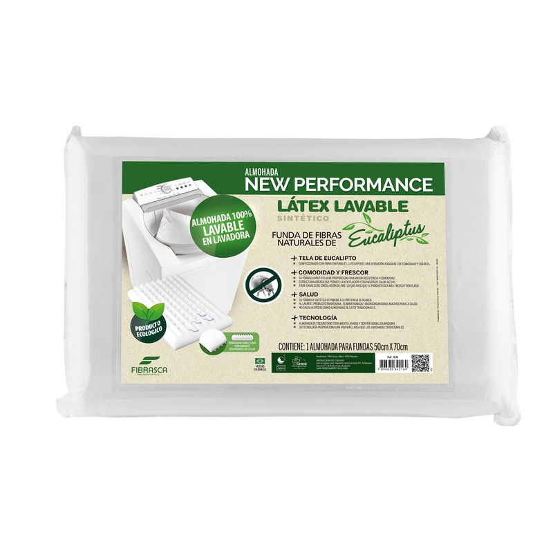 FIBRASCA - Almohada Fresca Eucaliptus Lavable con Funda Flor de Algodon