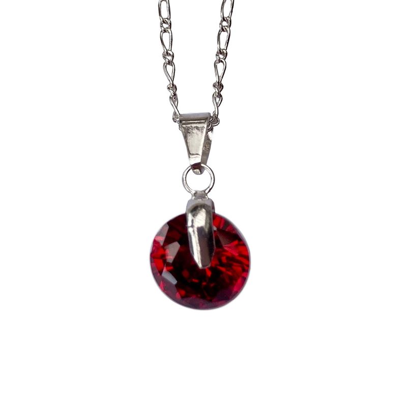 AMKALE - Collar Plata con Dije Circón Rojo