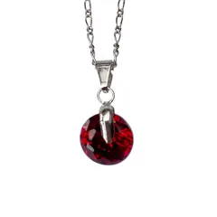 AMKALE - Collar Plata con Dije Circón Rojo