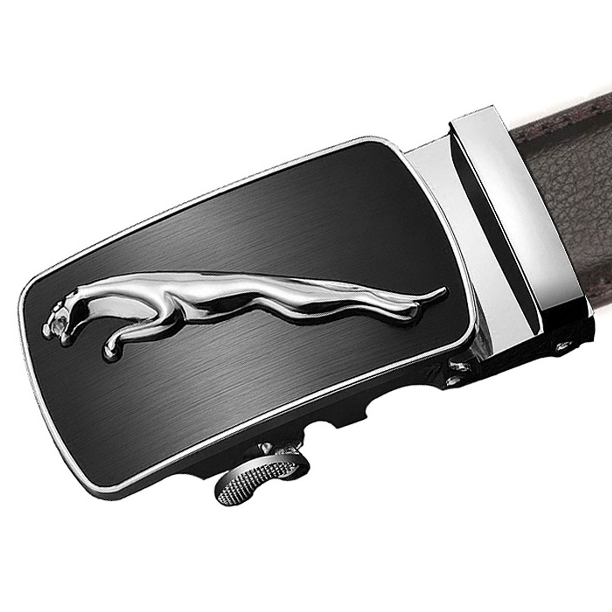 SONEC - Cinturón ejecutivo hombre automático Jaguar plateado
