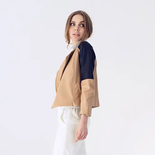 AMEN LEATHER - Chaqueta de Cuero Tricolor Kiku Amen