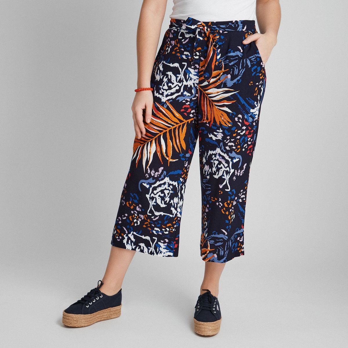 CURVI - Pantalón Tipo Culotte Con Lazo Mujer Curvi