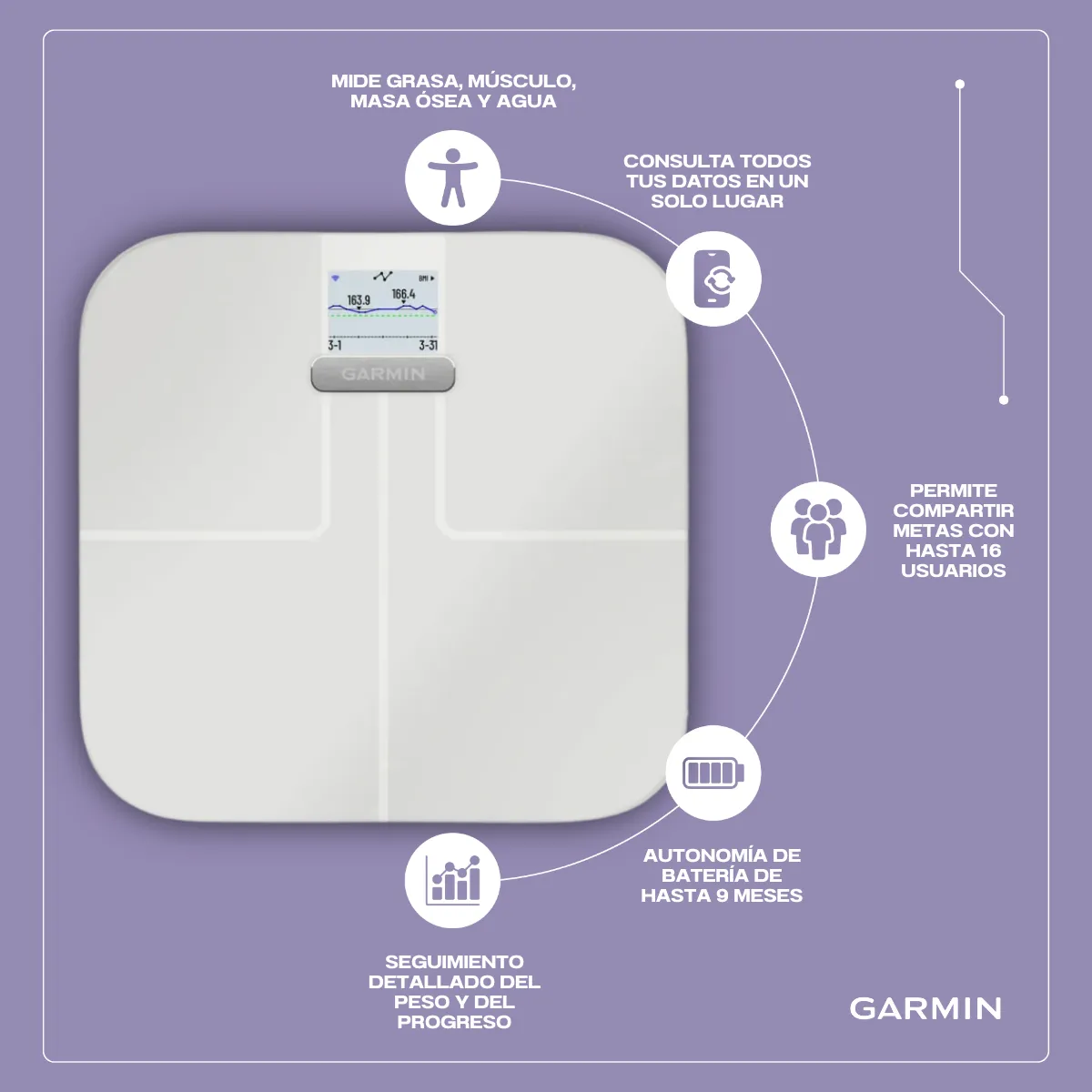 GARMIN - Pesa Inteligente Index S2 Blanca