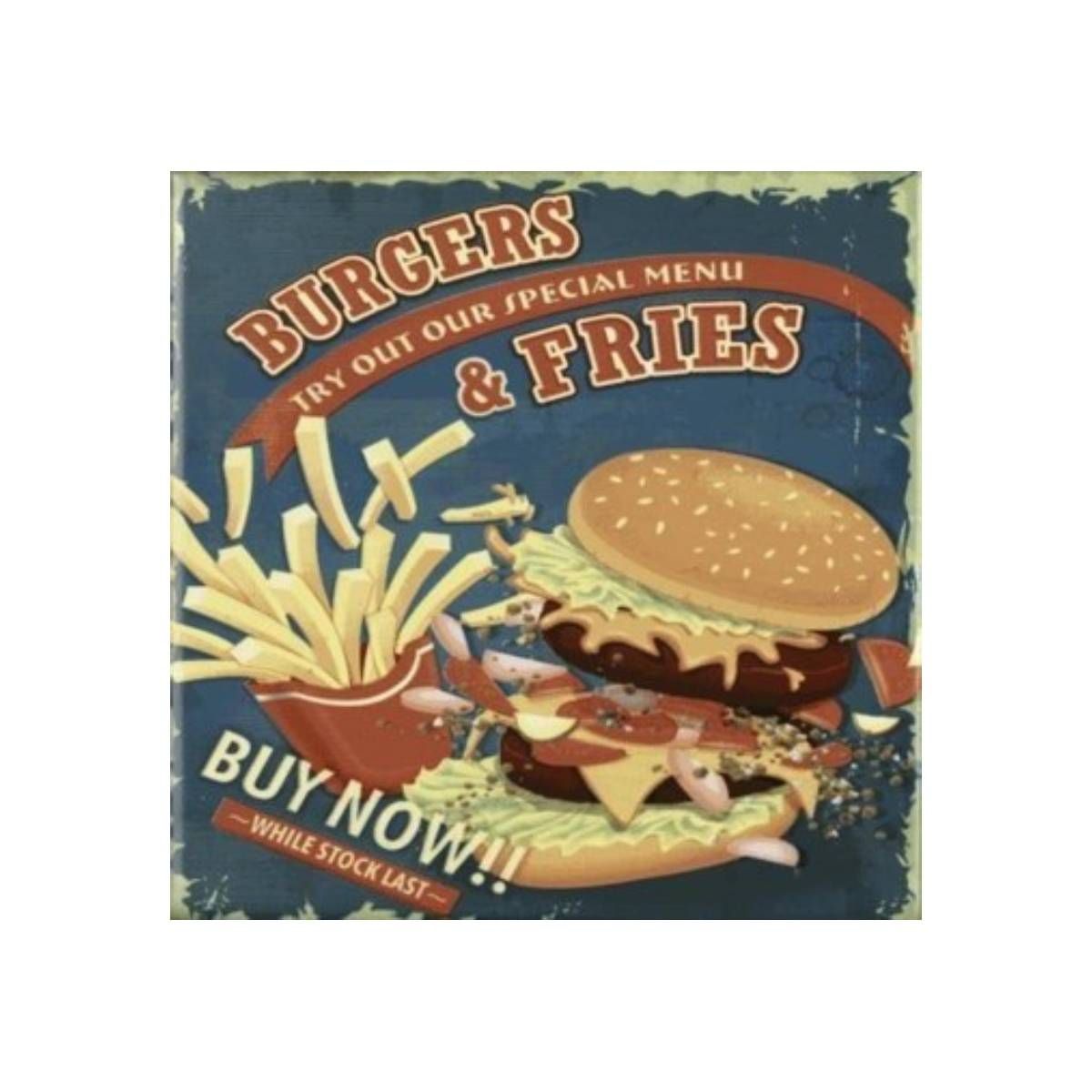 DECORALIA - SET 2 MOSAICOS FOOD HAMBURG/STEAK 20X20 CM