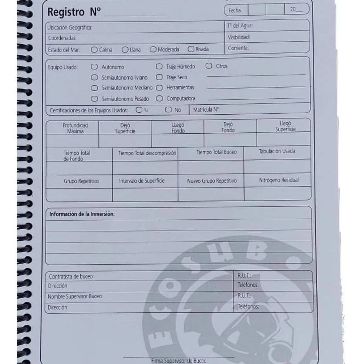 AQUASPORT - Bitácora De Buceo Ecosub