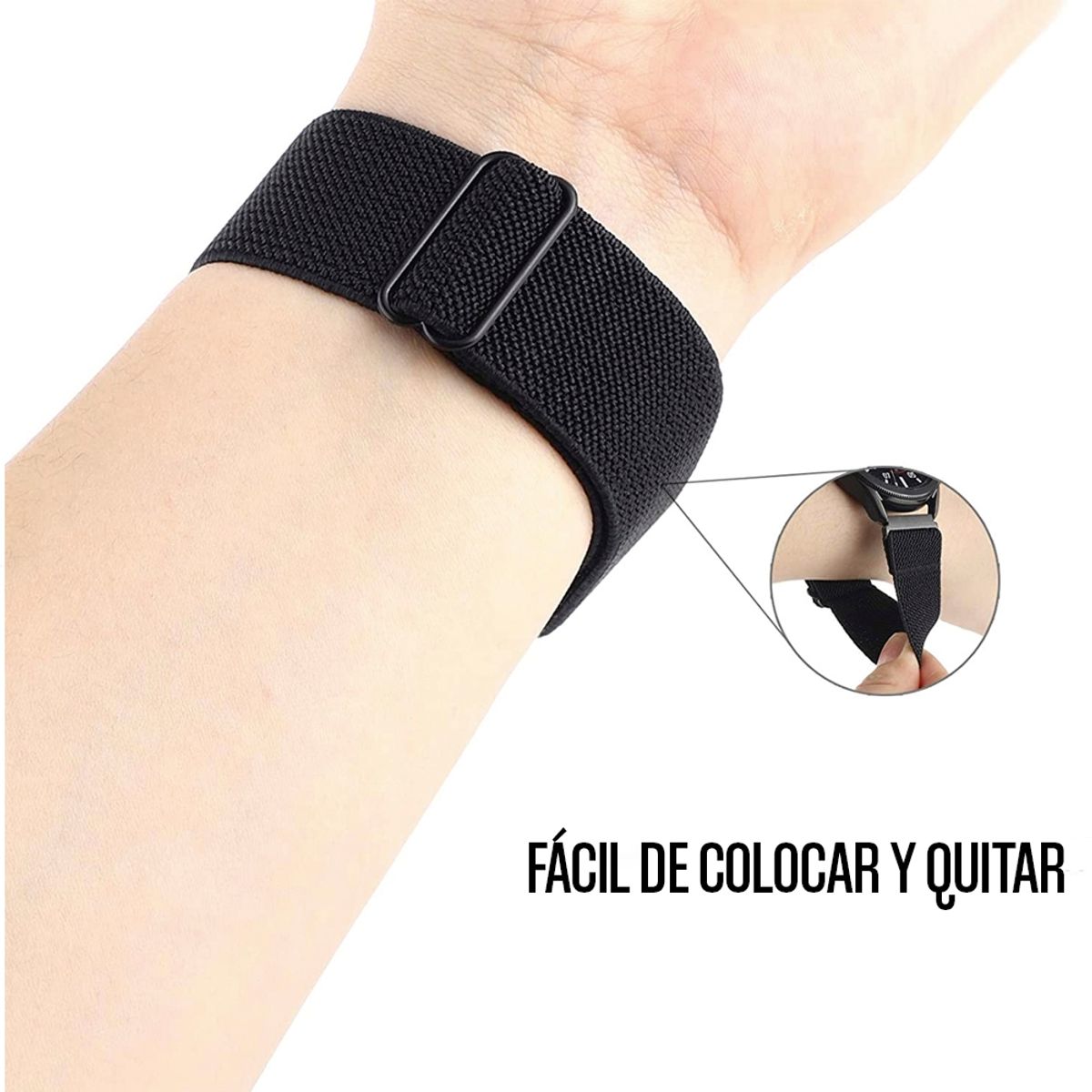 GENERICO - Correa Nylon Galaxy Watch 4 / 5 Active 1 2 Amazfit Gt2 Gts Negro
