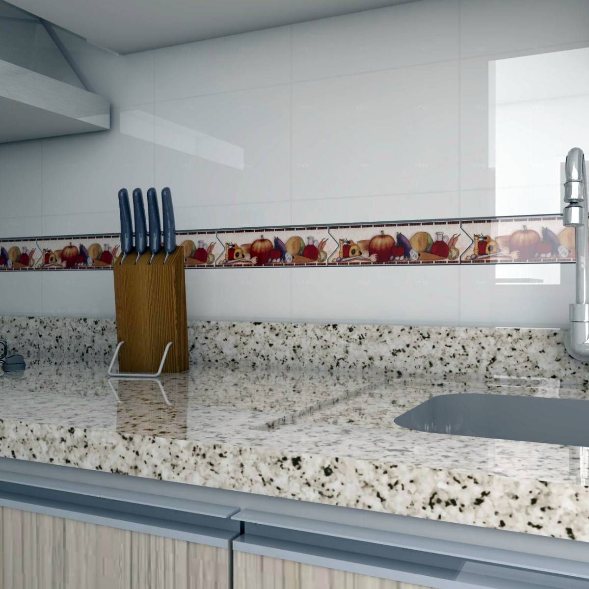 DECORALIA - Pack 3 unidades LISTEL COCINA HUERTO 8,5X33cm
