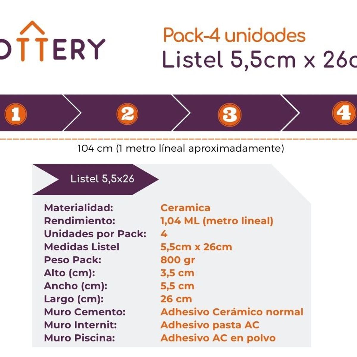 DECORALIA - Pack 4 unidades LISTEL ROMBO MARRON 5,5x26cm