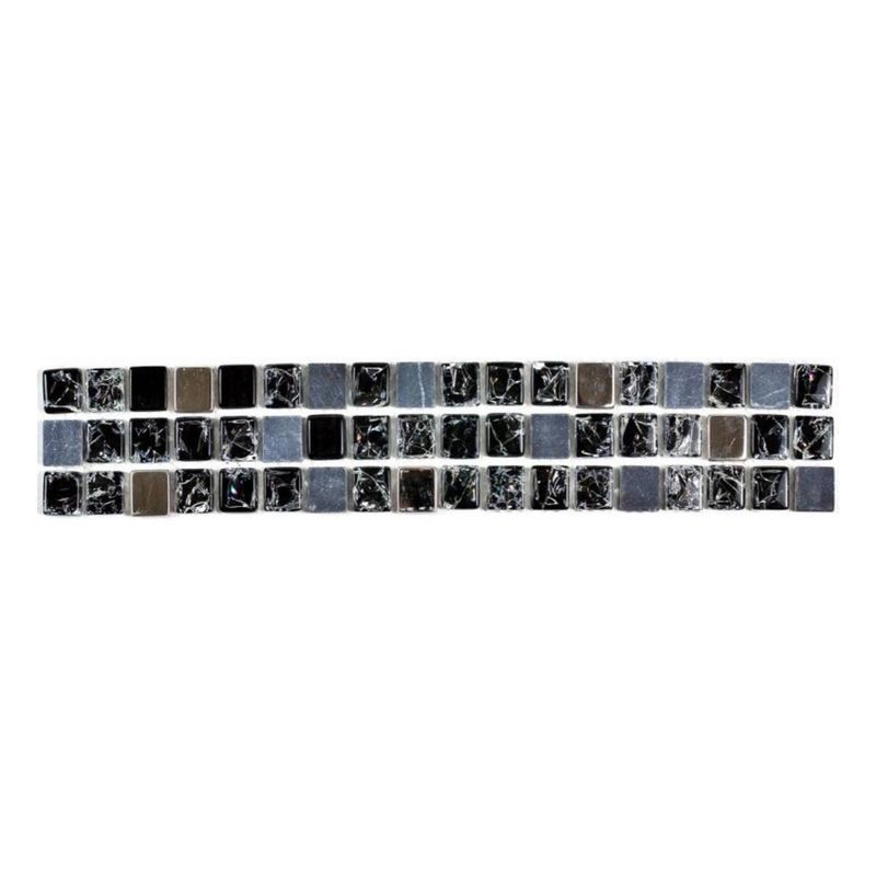 DECORALIA - Pack 3 unidades LISTEL NEGRO/PLATA 5X30cm