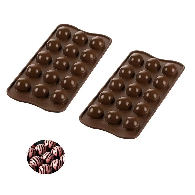 GENERICO - Pack x2 Moldes De Chocolate Moldes Chocolate Silicona 15 Esfera