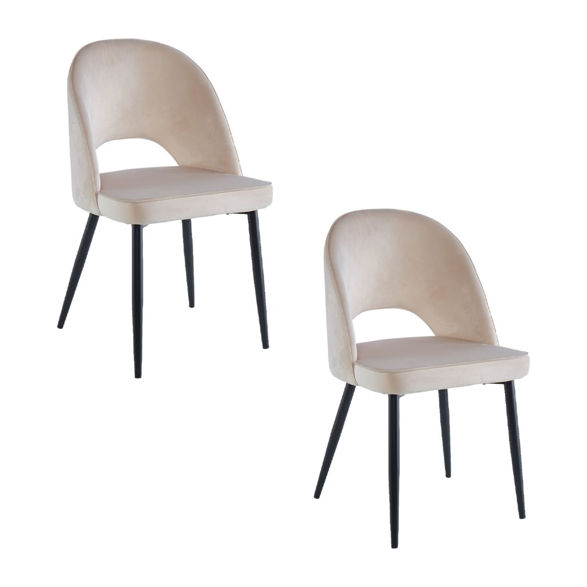 NOVAHUS - Pack 2 Sillas De Comedor De Terciopelo Oval Beige