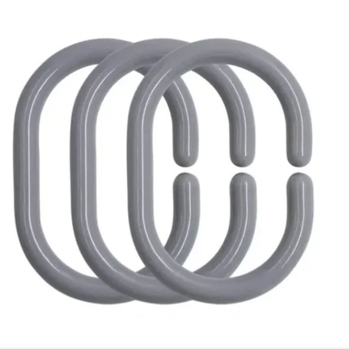 GENERICO - Set Kit Ganchos Argolla Cortina Baño Ducha 12und Pvc Gris.