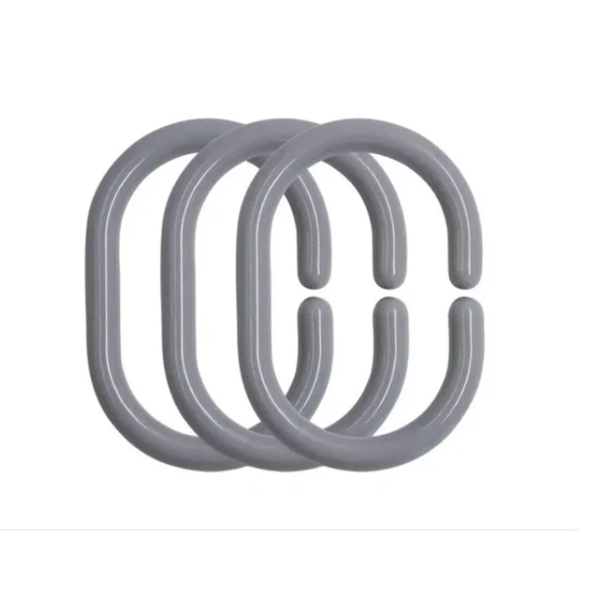 GENERICO - Set Kit Ganchos Argolla Cortina Baño Ducha 12und Pvc Gris.