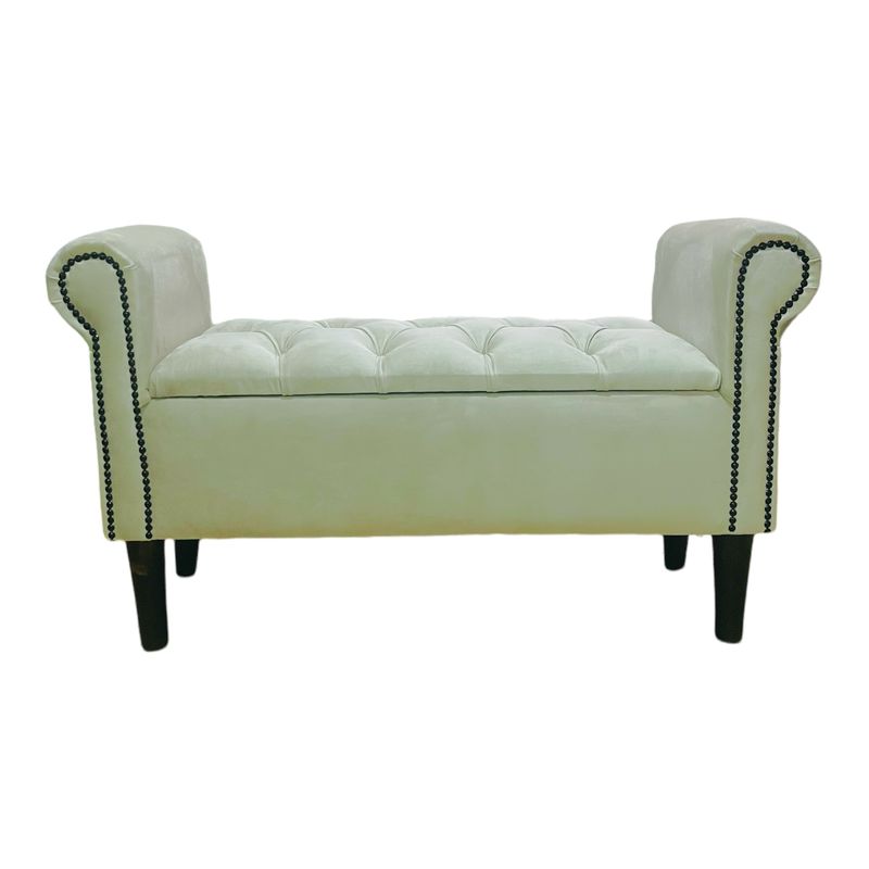 GENERICO - BANQUETA BAUL 110X45 BRAZO REDONDO FELPA BEIG