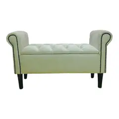 GENERICO - BANQUETA BAUL 110X45 BRAZO REDONDO FELPA BEIG