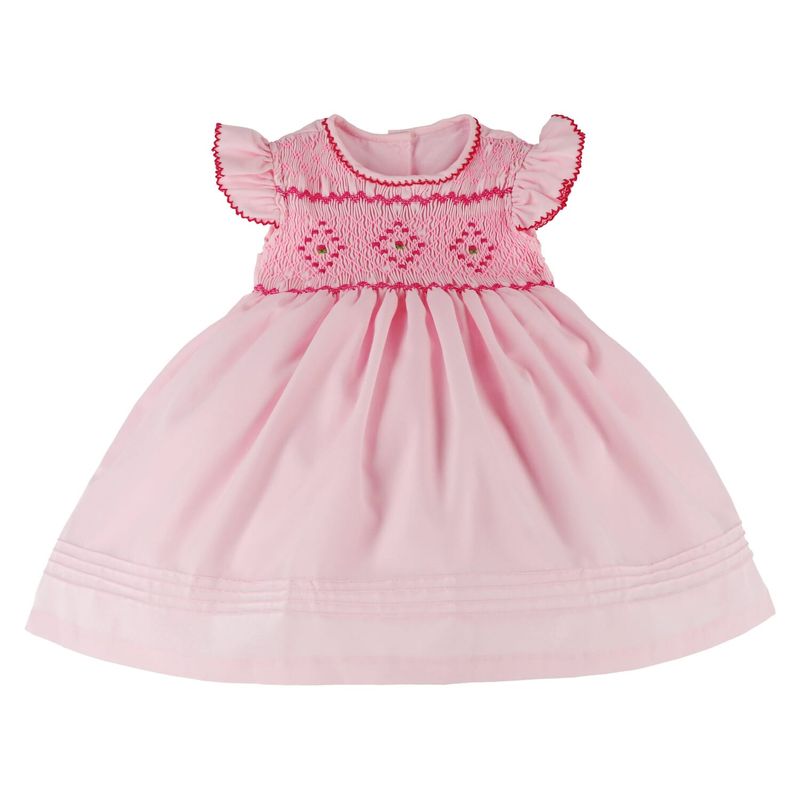 ENCANTO - Vestido Niña Bebe Bordado a mano tipo Smock Rosado