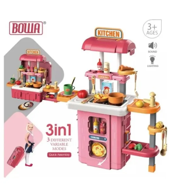 GENERICO - Juguete Maleta 3 En 1 Cocina Rosada Sale Agua