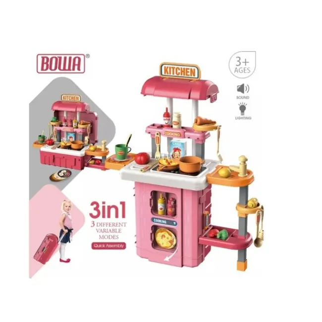 GENERICO - Juguete Maleta 3 En 1 Cocina Rosada Sale Agua