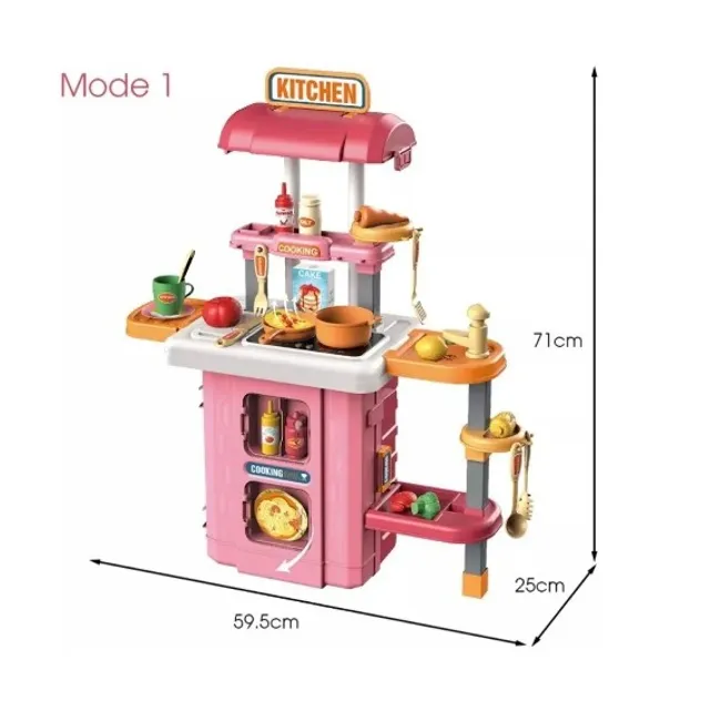 GENERICO - Juguete Maleta 3 En 1 Cocina Rosada Sale Agua