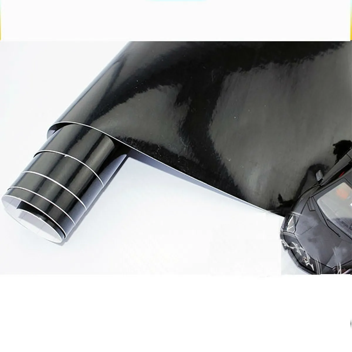 GENERICO - Papel Vinilo NEGRO BRILLANTE Panoramico Adhesivo Karvas