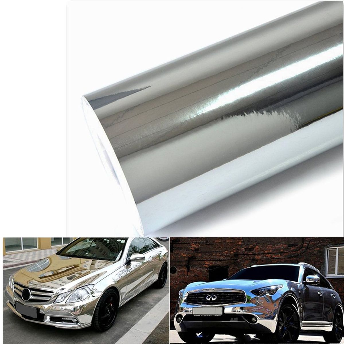 GENERICO - Papel Vinilo GRIS PLATA CROMO Adhesivo Universal Karvas