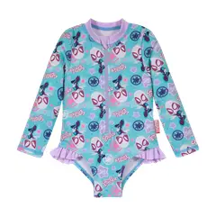 DISNEY - Traje de Baño Bebe Niña UV 50 Manga Larga Celeste - Celeste