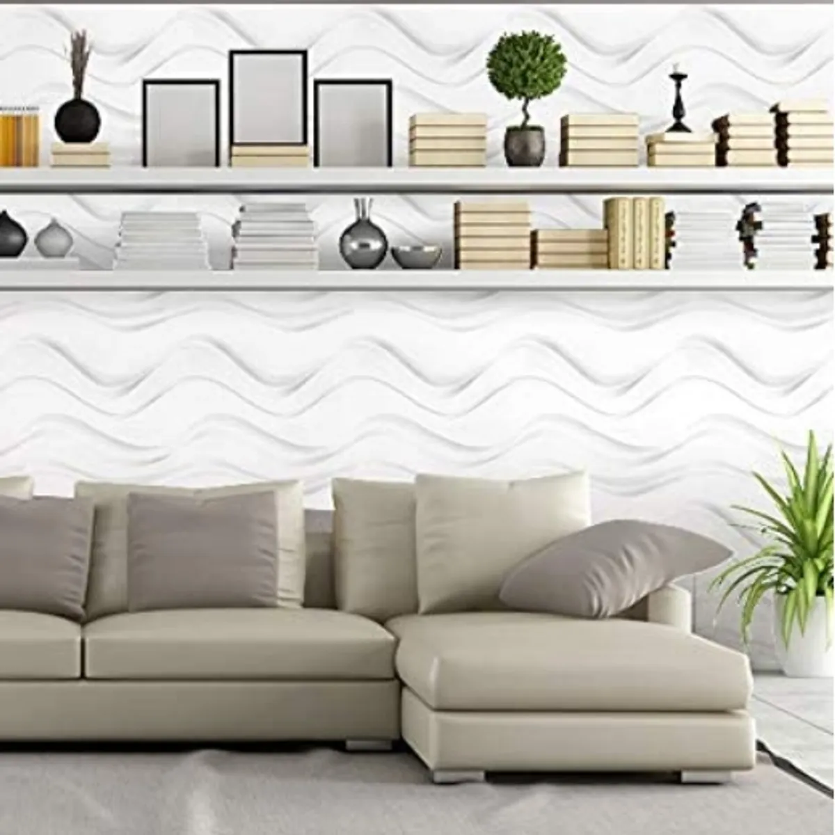 GENERICO - Panel Decorativo 3D Blanco D007 Pvc 50x50 cm (4 Láminas- 1 M2)