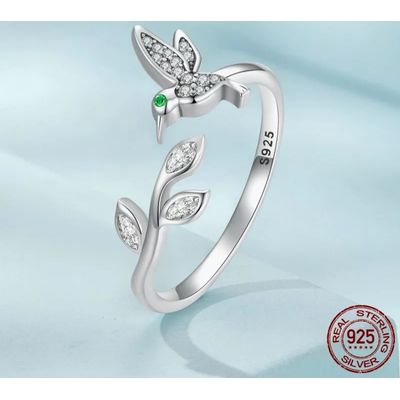 Imagen 2 del producto Anillo Colibrí plata 925 ajustable mujer