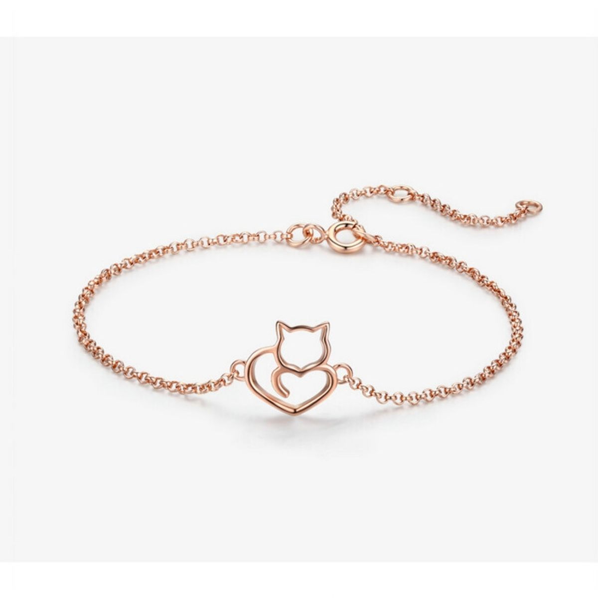 GENERICO - Pulsera gato plata 925 oro rosa mujer regalo