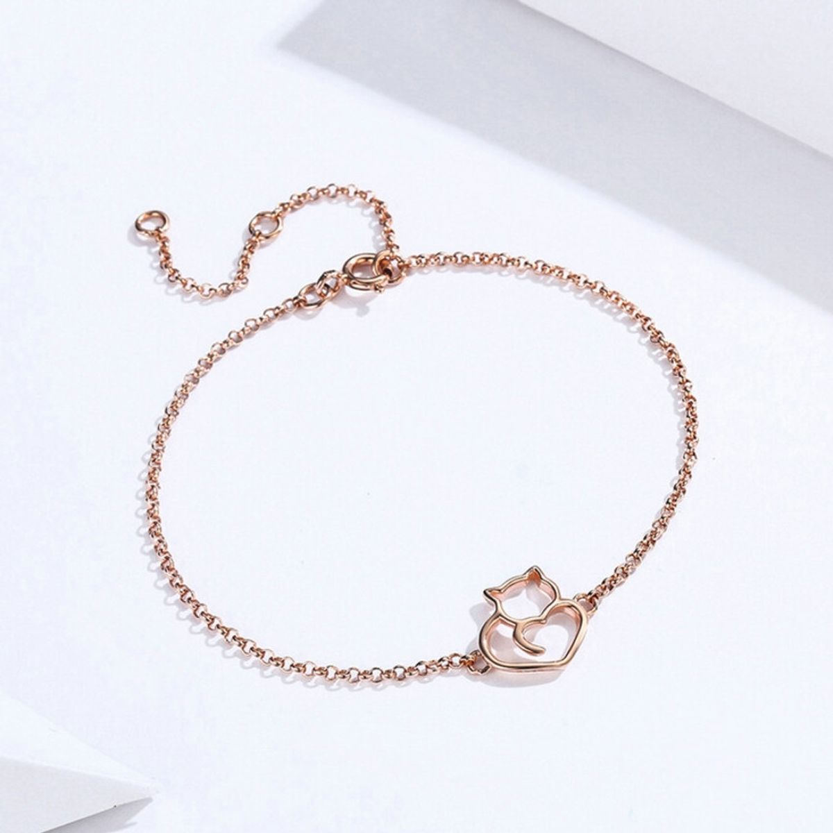 GENERICO - Pulsera gato plata 925 oro rosa mujer regalo