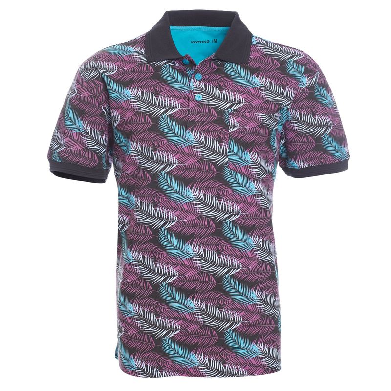 KOTTING - Polera Manga Corta Piqué Estampada Negro KOTTING
