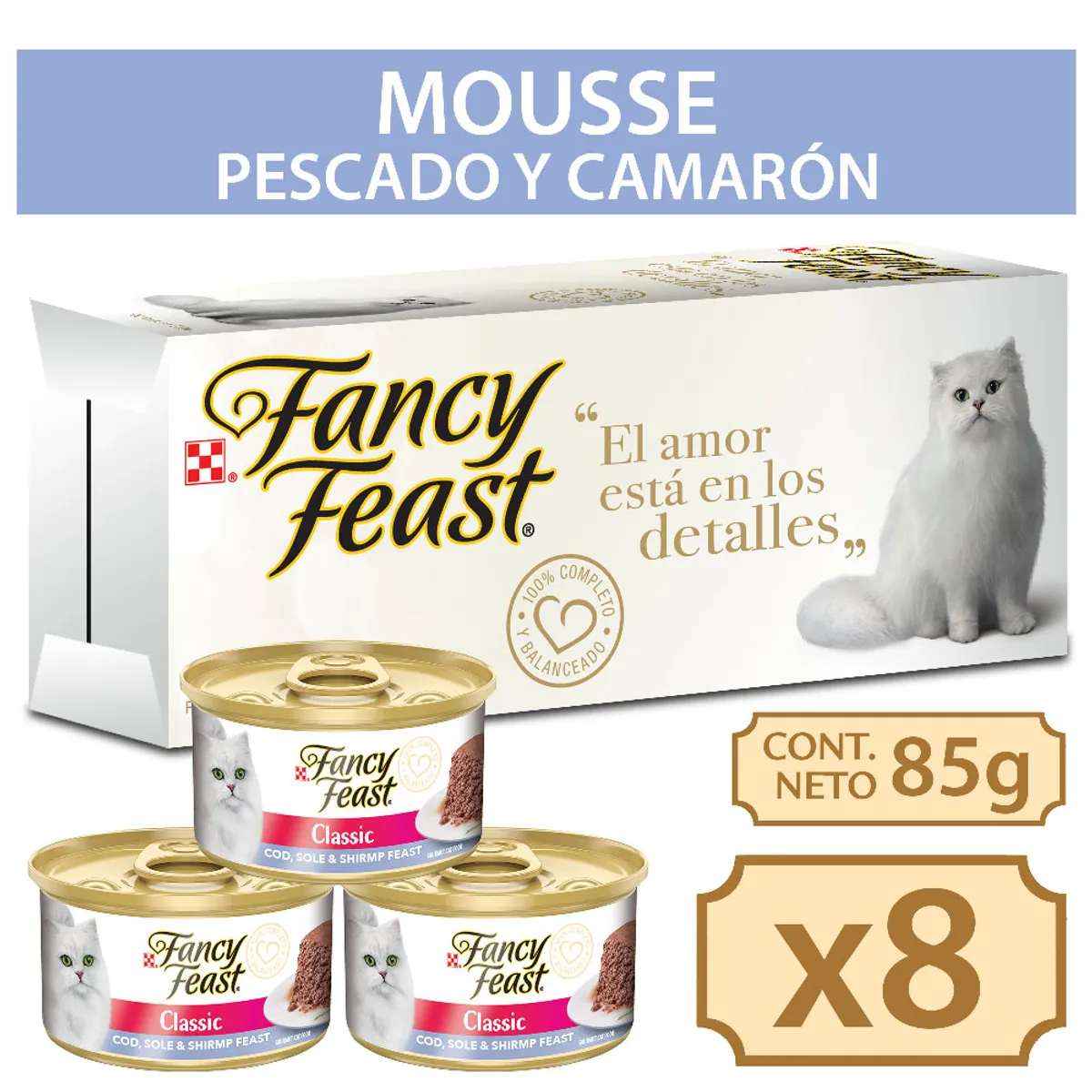 FANCY FEAST - Alimento húmedo FANCY FEAST® Mousse de Pescado y Camarón 85g